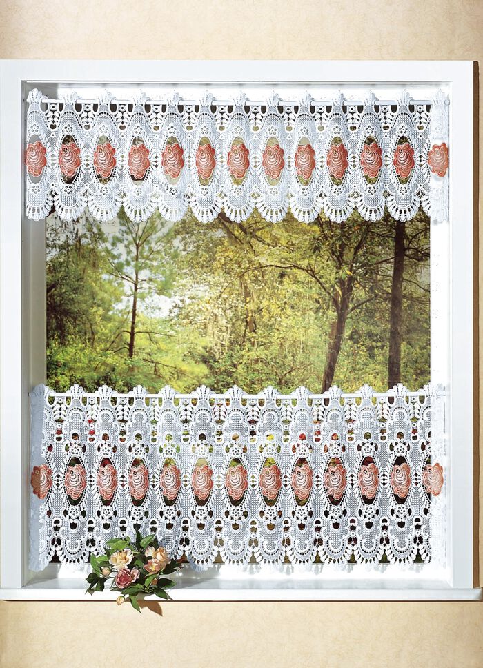 Charmant kort gordijn met roededoorvoer WIT EFFEN