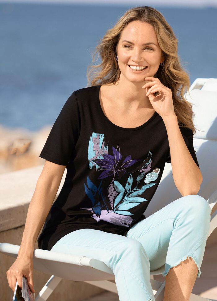 Zwart shirt met contrastprint 