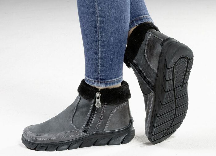 ELENA EDEN laarsje met zwarte pluche kraag GRIJS