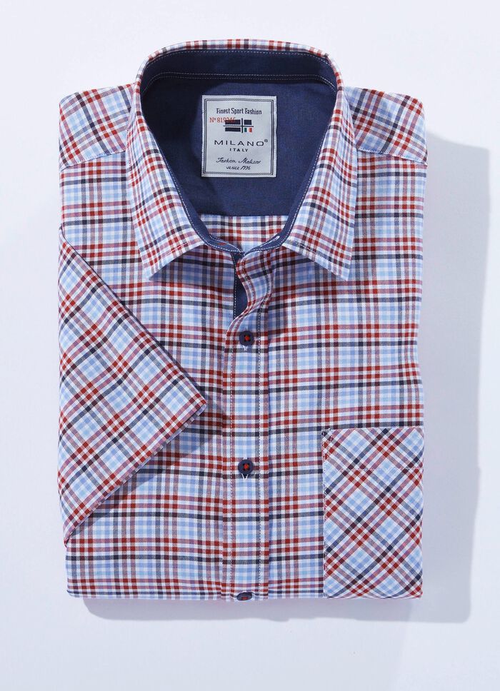 Geruit overhemd "Milano Italy" in 4 kleuren 