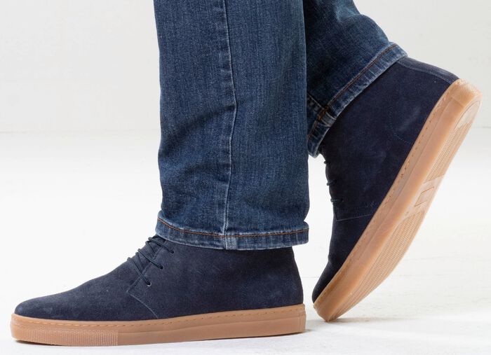 GINO GALANTE, gevoerde herenlaarzen, winterschoenen, met wol MARINE