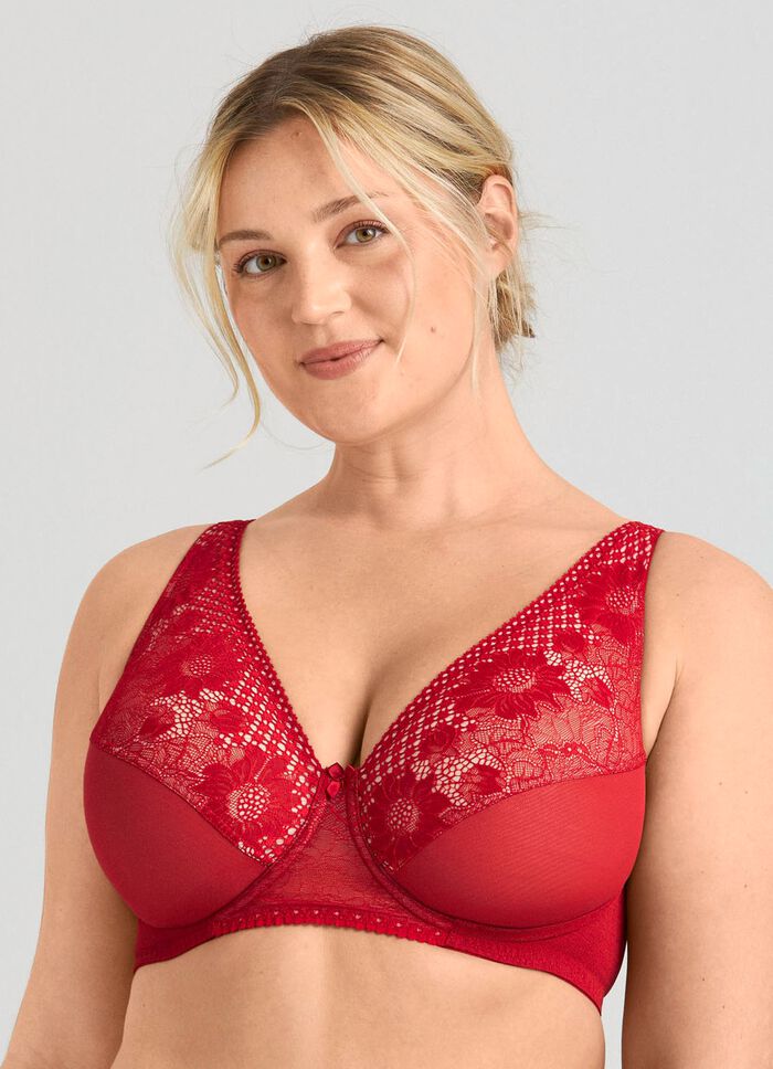 Miss Mary beugelbeha met elastische kanten bloemenprint ROT