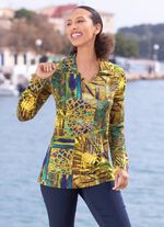 Poloshirt met schitterende kleurenprint 