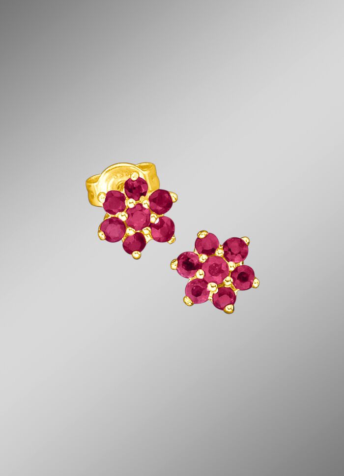 Oorbellen met echte robijnen 