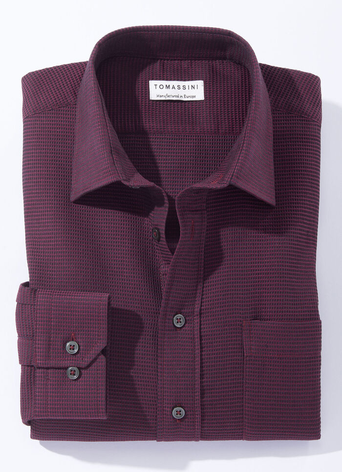 Shirt in 4 kleuren met borstzak BORDEAUX