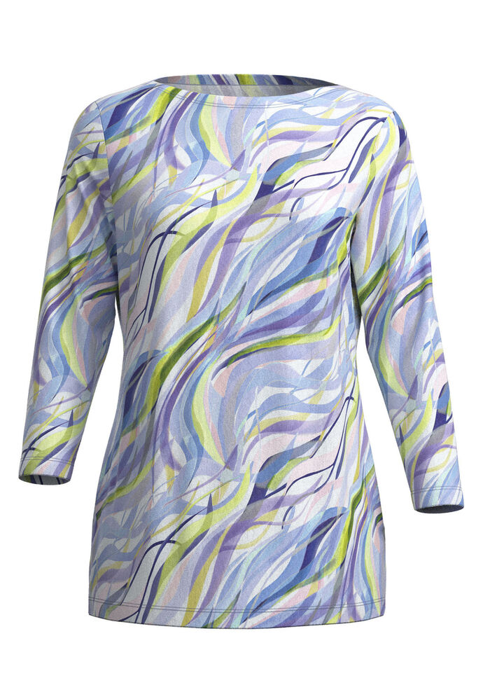 Fijngebreide trui met all-over print ECRU-BLAUW-MULTICOLOR