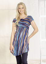 Lang shirt met overlappende schouders in 2 kleuren MARINE BLAUW