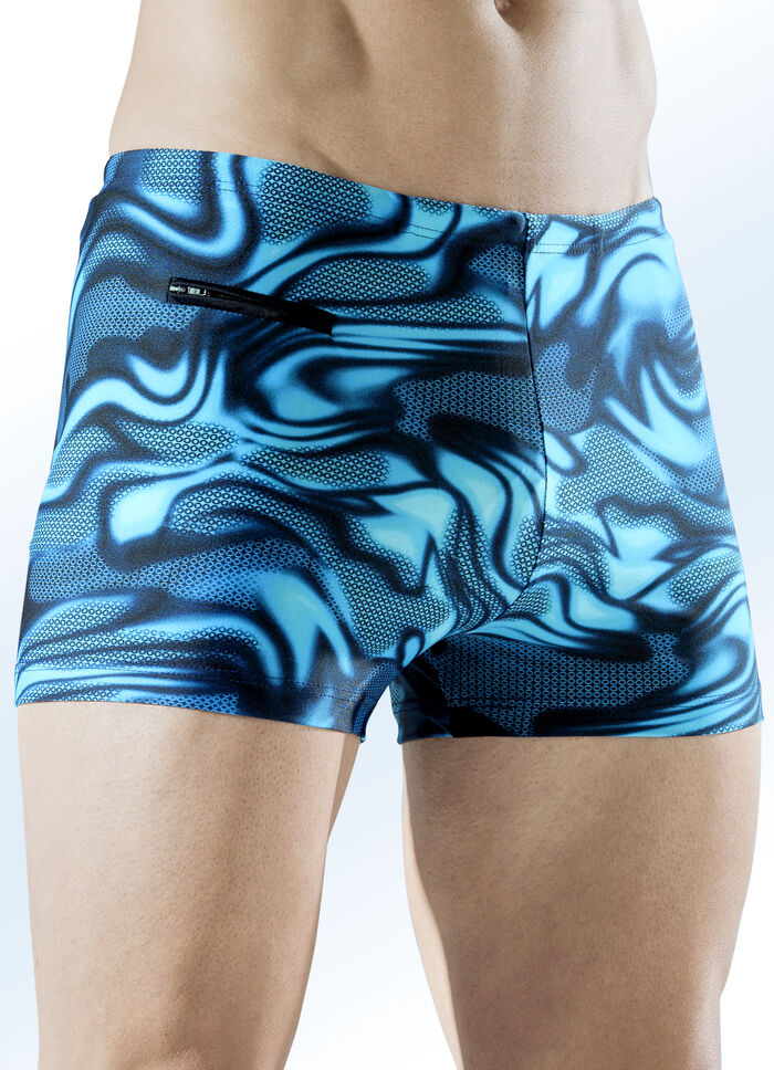 Schwab zwembroek in hogere rechthoekige vorm met multicolor print 
