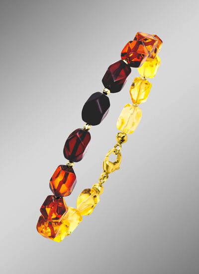 Elegante armband met barnsteen en hematiet 