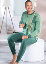 Pyjama met knoopsluiting en manchetten 