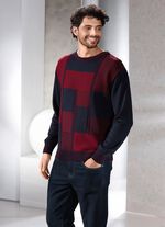 Ronde hals trui in 2 kleuren BORDEAUX-MARINE GEM&Ecirc;LEERD