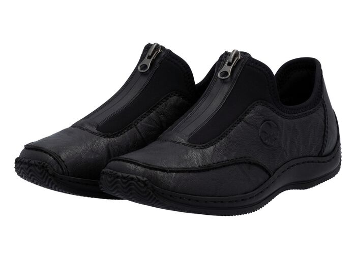 Rieker, klassieke damespantoffels, met rits ZWART