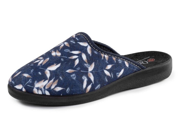 Set van 2 pantoffels van fluweelzacht, bedrukt textielmateriaal 1X BLAUW, 1X BORDEAUXROOD