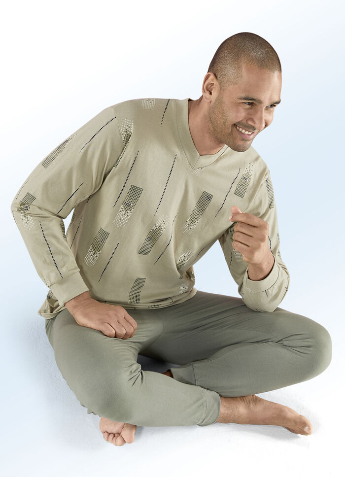 Set van twee pyjama's met V-hals, manchetten aan de manchetten en broekspijpen 