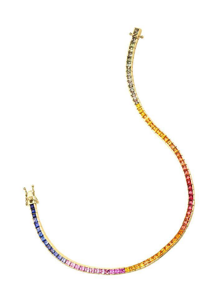 Hoogwaardige armband met echte saffieren in veelkleurig 