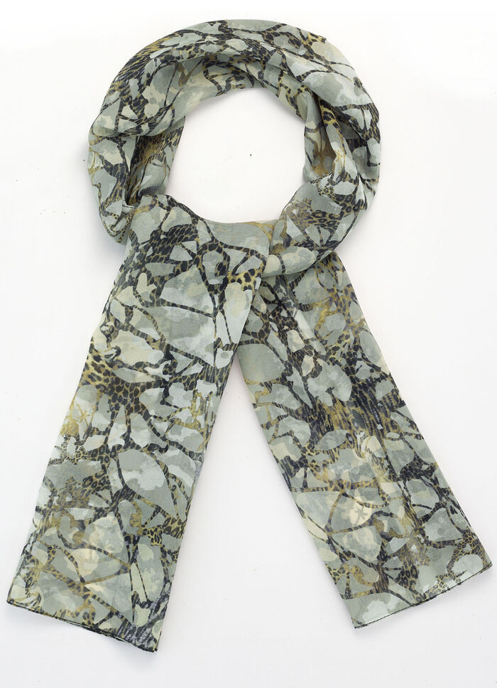 Sjaal met fantasie- en roofdierbontdessin 