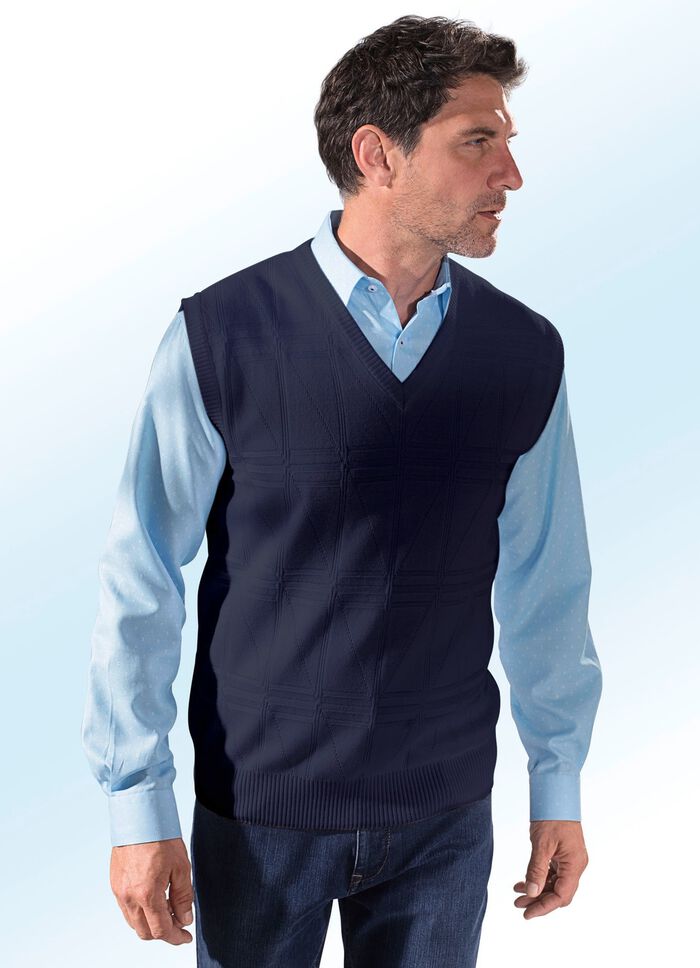 Trui met structuurpatroon in 3 kleuren MARINE