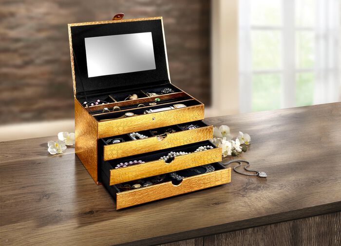 Praktisch sieradenetui van kunstleer in krokodillenlook 