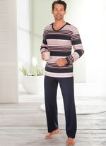 Pyjama met V-hals en open boorden 