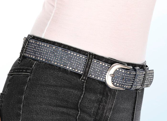 Modieuze riem met studs JEANSBLAUW