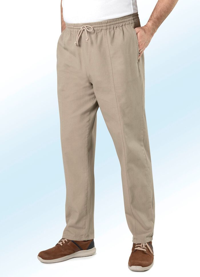 Pull-on jeans met elastische band en trekkoord in 4 kleuren BEIGE