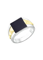 Herenring in bicolor met agaat 