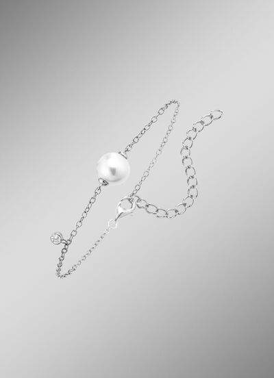 Armband met zoetwaterparel en synthetische zirkonia 