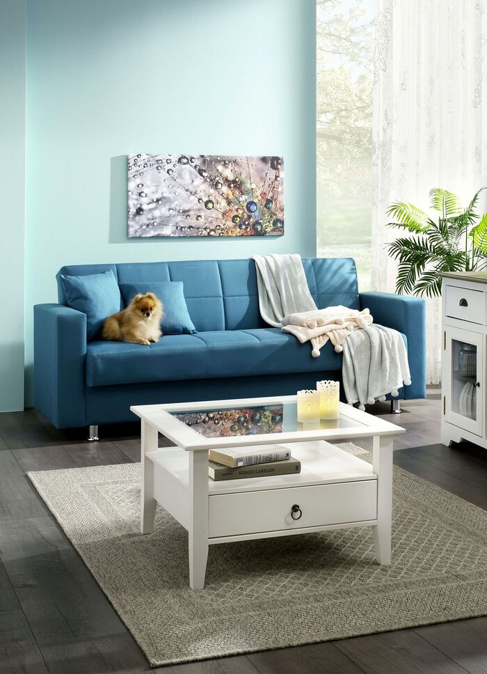 Klick-Klack-bank met decoratief kussen BLAUW