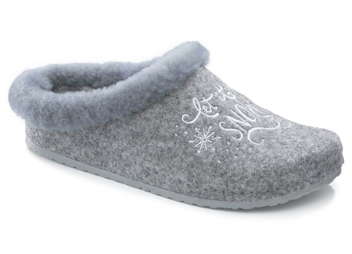 Mubb, warme damespantoffels, breedte H, met lamsvacht GRIJS