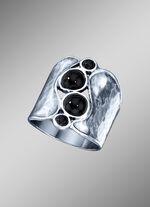 Massieve damesring met echte onyx 