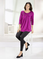 Lang shirt met decoratieve platen in 3 kleuren FUCHSIA