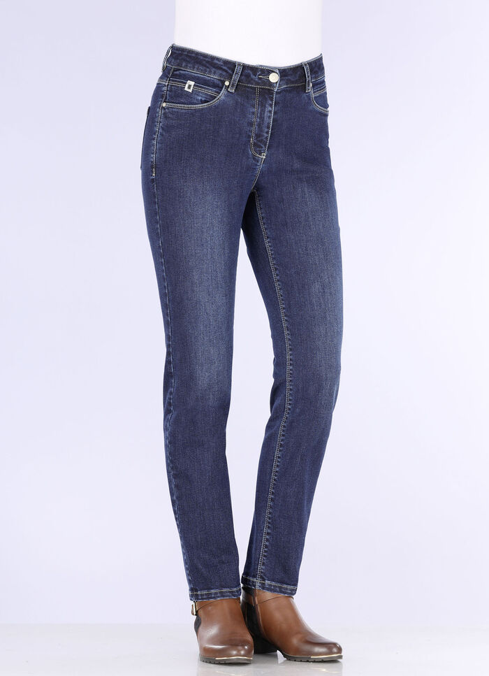Jeans met praktisch telefoonzakje DONKERBLAUW