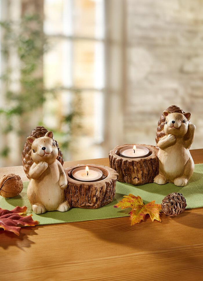 Terracotta theelichthouders, set van 2 