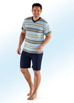 Pastunette shorty met V-hals en garengeverfd gestreept dessin 