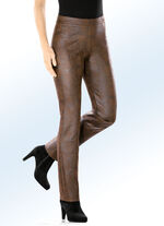 Broek in trendy reptiellook COGNAC