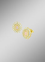 Oorbellen met witte topaas, blauwe topaas en opaal 