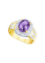 Damesring met echte amethist en diamanten