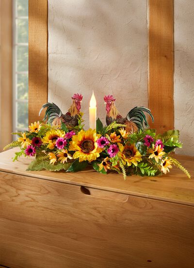 Tafelopstelling met LED-kaars 