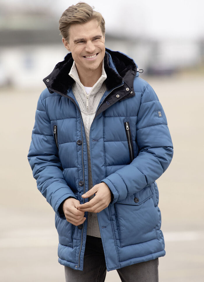 Gewatteerde jas met afneembare capuchon 