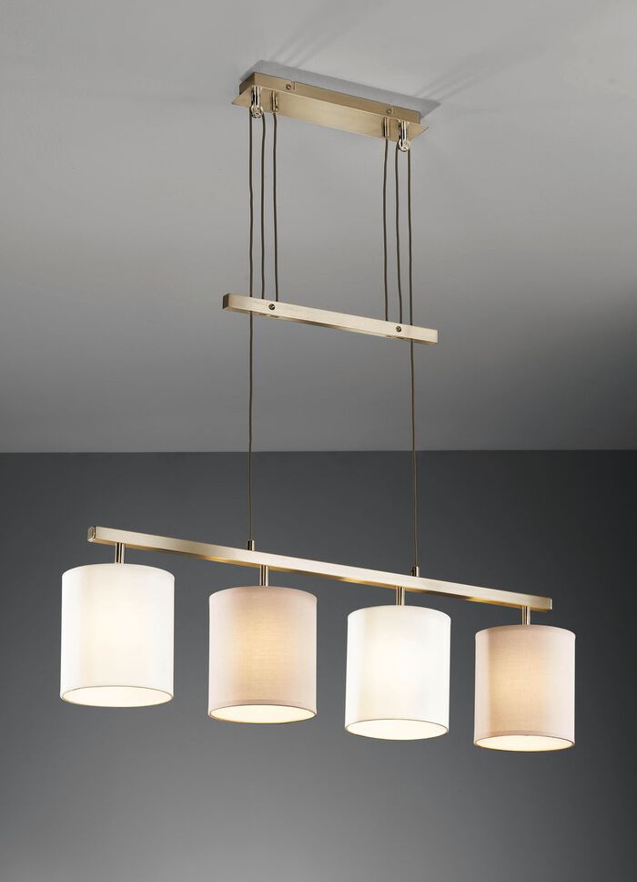 Stalen hanglamp met stoffen lampenkap MESSING