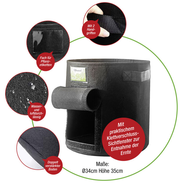 Plantenzakken, set van 3, ideaal voor balkon of terras 