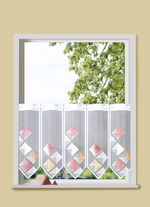 Handgekleurd kort gordijn met doortrekstang 