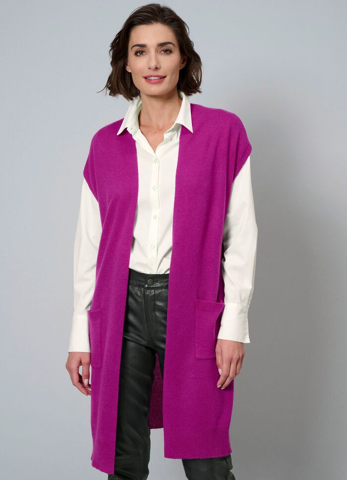 Lang gebreid kasjmier vest 