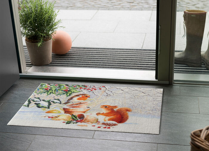 Deurmat eekhoorn met vogel 