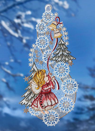 Raamdecoratie van echt Plauen-kant 