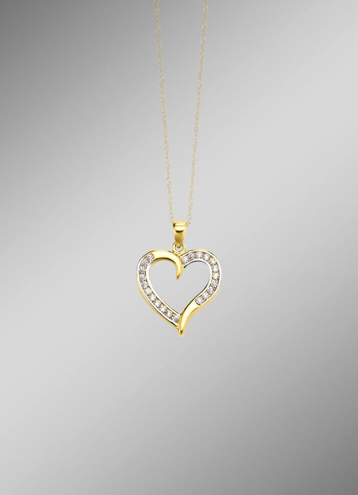 Romantische harthanger met synthetische zirkonia 