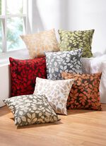 Kussenhoes met een mooi bladmotief TAUPE-TERRA