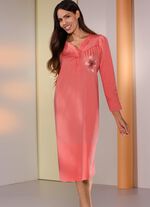 Set van twee nachthemden, kuitlengte met knoopsluiting 