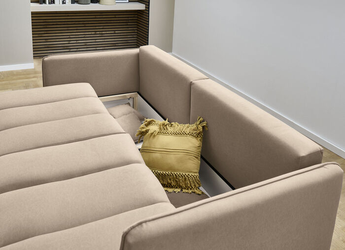 Gestoffeerde meubels met decoratief stiksel BEIGE