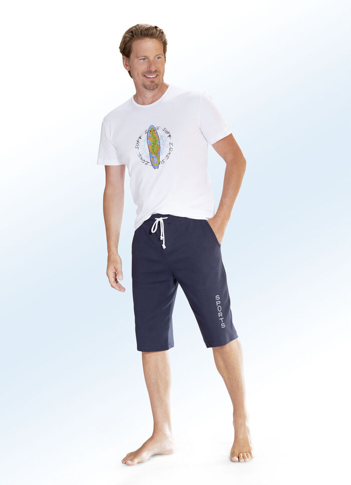 Bermuda met brede tailleband in 4 kleuren MARINE